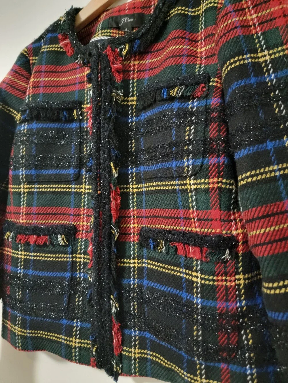 J. Crew Plaid Tweed Wool Blend Jacket Blazer